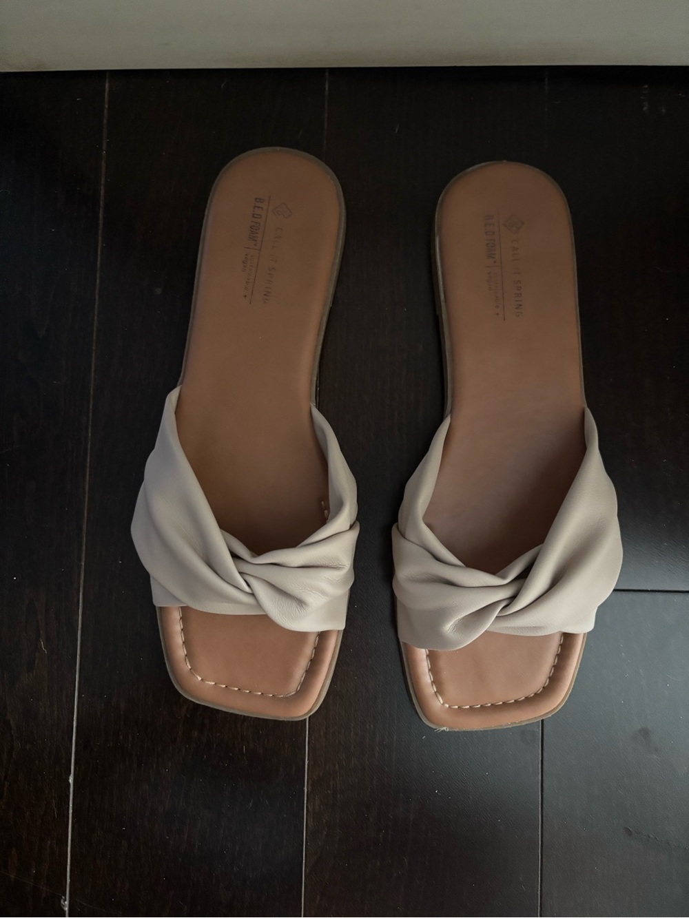 Call It Spring Beige Knotted Slide Mules